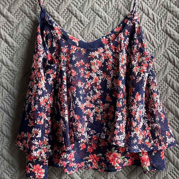 EXPRESS- Multi Color Ruffled Tank Top - Picture 3 of 4